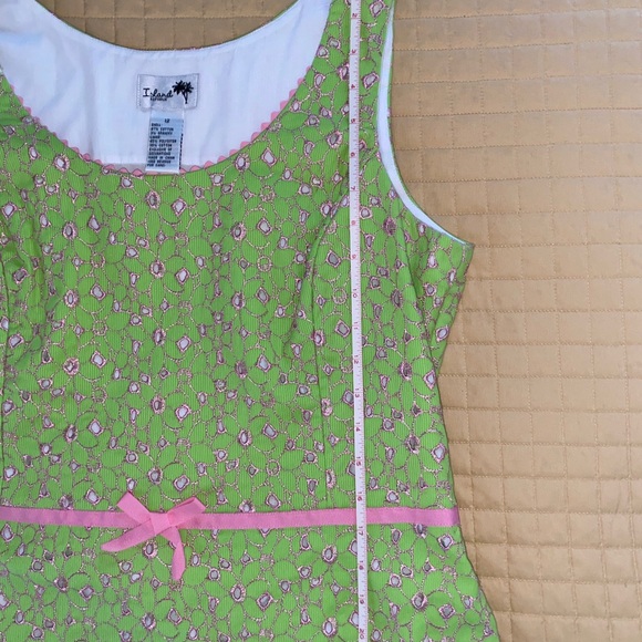 Island Republic green eyelet tank with pink bow. Size 12. - Picture 9 of 9